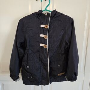 Nano Navy Hooded Toggle Raincoat with Contrast Trim